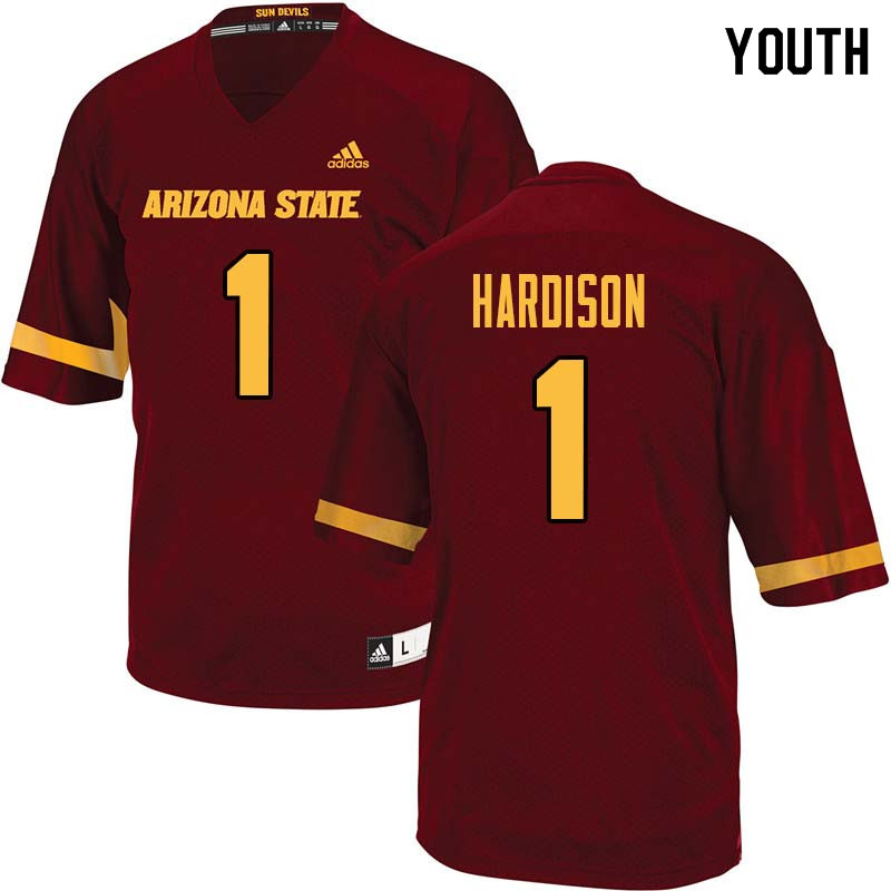 Youth #1 Marcus Hardison Arizona State Sun Devils College Football Jerseys Sale-Maroon